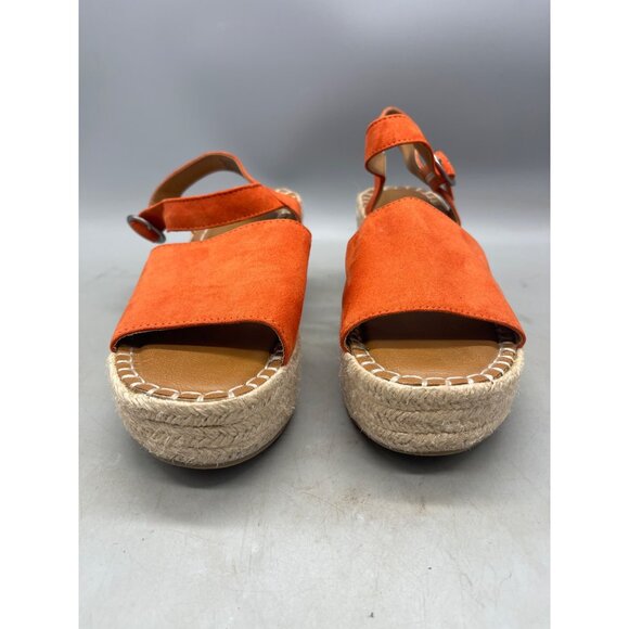 universal thread wedge heel sandals buckle orange platform shoes size 9 READ - Picture 3 of 12